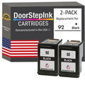 DoorStepInk Brand for HP 92 (C9362WN) Black Twin Pack Remanufactured in the USA Ink Cartridges, C9362WN