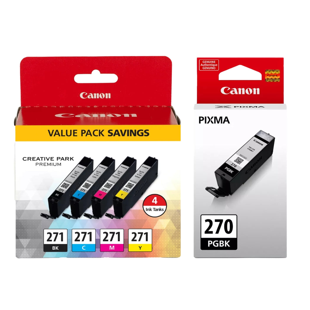 Original Canon (PGI-270 and CLI-271) Black & Tri-color Ink Cartridge (5-pack)