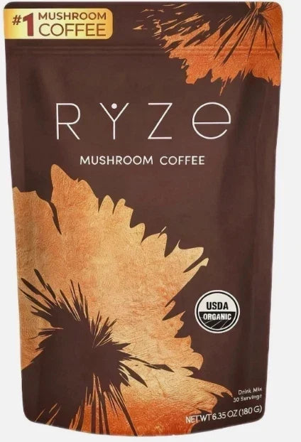 Organic RYZE Mushroom Coffee – 30 Servings | Instant Coffee Blend | Free Shipping