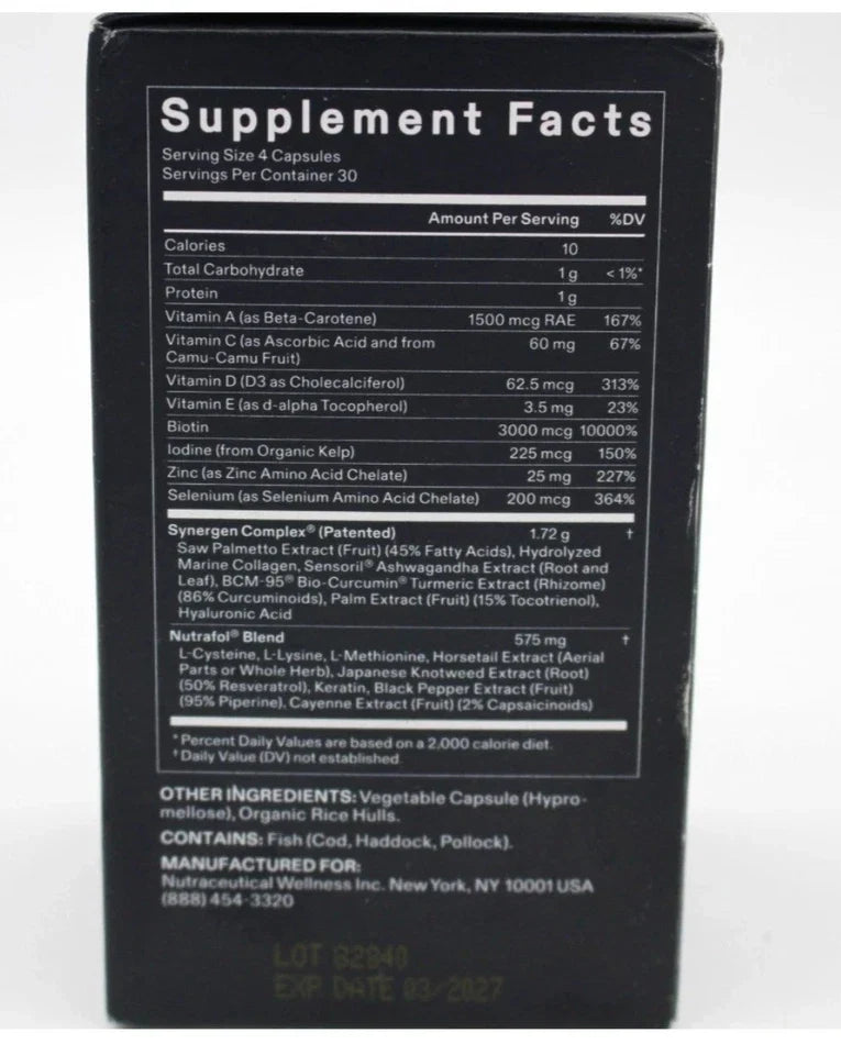 NUTRAFOL Men Hair Growth Nutraceutical 120 Capsules NEW