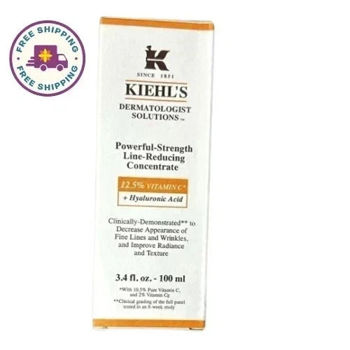 Kiehl’s Powerful Strength Vitamin C Serum 100ml 3.4oz Line Reducing New Sealed