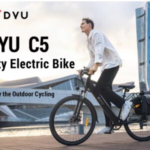 DYU C5 e-bike 27.5 Inch 48V 10Ah 7 Speed City road Mountain eBike Aluminum alloy full suspension Color: Black