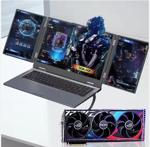 2025 New Design Three Screen Business Laptop 16 +10.5 +10.5 Core i7-1260P 12th CPU 16GB RAM 1TB SSD color: Gray