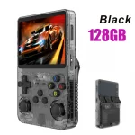 128G R36S Retro Handheld Video Game Console Linux System 3.5 Inch IPS Screen R35s Pro Portable Pocket Video Player 64GB Games Color : Black