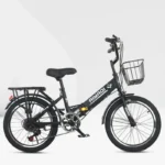 Fold Bicycle 20 Inch Bike Variable Speed Mountains Light Casual Travel Riding Aldult Portable Commute Transport  Color : Black