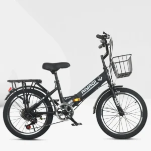 Fold Bicycle 20 Inch Bike Variable Speed Mountains Light Casual Travel Riding Aldult Portable Commute Transport  Color : Black